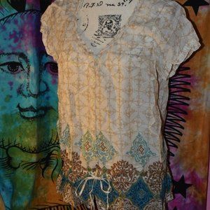 Mexican Southwestern Peasant Hippie Top~L~Blouse